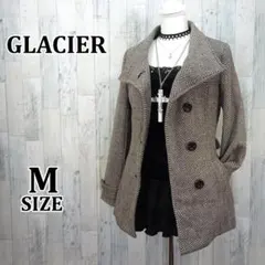 GLACIER ヘリンボーン ショートコート ベルト付 美シルエット 大人可愛い