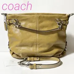 美品 coach 2WAYバッグ F17123 パテントレザー パンチング