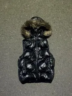 old Gap 40周年 ダウンベスト ファー グランジ 光沢 y2k