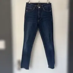 ZARA スキニーデニム ダークブルー　M カットオフ　デニム　スキニー　濃紺