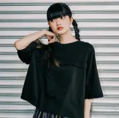 ニコアンド「モードノームコア」2WAY天竺フリルプルオーバー　ブラック