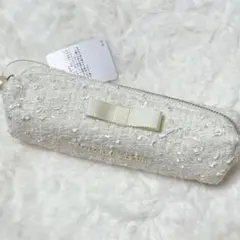 Maison de FLEUR パール　リボン付き筆箱　白