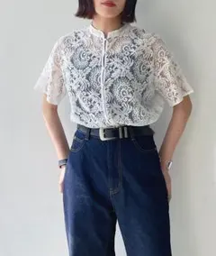 pageboy レースバンドカラーシャツ