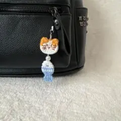 ネコ 魚 編み物 チャーム キーホルダー ストラップ あみぐるみ