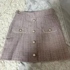 アンクルージュ ラメツイード台形スカート 핑크