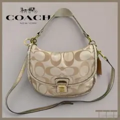【COACH】ショルダーバッグ シグネチャー キャンバス ベージュ 【F418】