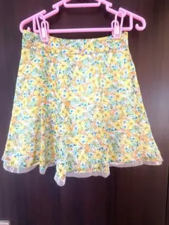 【未使用級】JAYRO 花柄 フレアスカート ミニ丈 イエロー系 日本製 Sのサムネイル