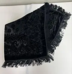 大判正方形ショール ストール 薔薇 黒