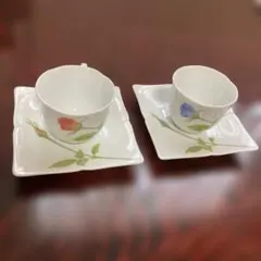 香蘭社　ノーブルローズ　ペアカップ&スクエアソーサーセット