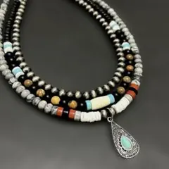 アメカジ 3連 ネックレス インディアン ボヘミアン ジュエリー ストリート