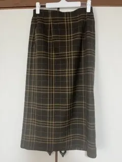 チェック柄タイトスカート（ブラウン、イエロー）