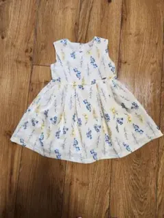 プティマイン 花柄 ワンピース イエロー 90