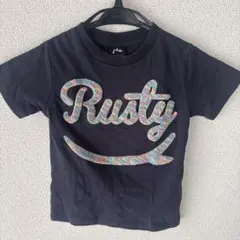 RUSTY Tシャツ カラフルロゴ ネイビーのサムネイル