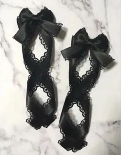 量産型 クロス ヘアクリップ 姫リボン♡ダークブラック♡