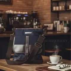 BURBERRY BLACK LABEL ショルダーバッグ キャンバス×レザー