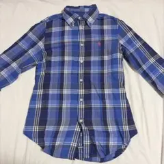 y2k Ralph Lauren 長袖シャツ 青 チェック