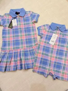 【新品タグ付き】ラルフローレンキッズ半袖ワンピース ロンパース　お揃い