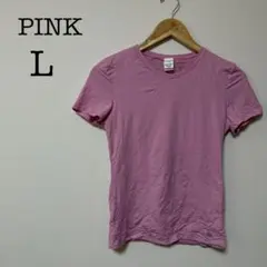 PINK 【L】半袖Tシャツ ピンク シンプル 無地 可愛い 推し活 着回しのサムネイル