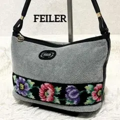 美品✨ FEILER ハンドバッグ　ショルダーバッグ シュニール織 花柄 刺繍