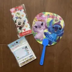 ディズニー　リール　メモ帳　うちわ　雑貨　3点セット