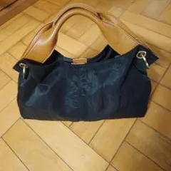 エコロコナイロン レザー バッグ 黒/茶色