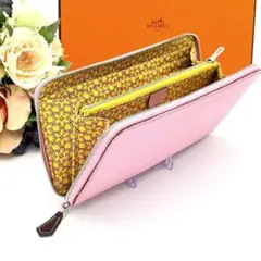 HERMES 長財布 アザップ シルクインロング ピンク ラッキーデイジーのサムネイル