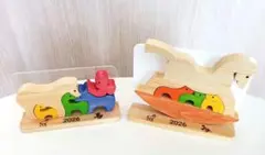 【ハンドメイド】2026年 干支(午) 木製置物 知育パズル 正月飾り