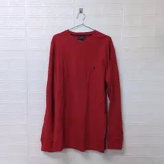 【希少】POLOポロラルフローレン ワッフル ヘンリーネック Tシャツ 赤 XL
