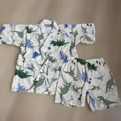 キッズ　男児　恐竜柄 子供用甚平 上下セット　100cm