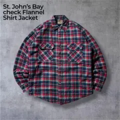 古着セントジョンズベイチェックネルシャツ中綿キルティングジャケット短丈アメカジM