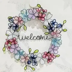 welcomeリース　ワイヤーアート　ワイヤーリースのサムネイル