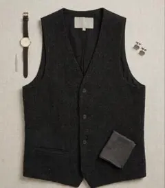 極美品☆ユナイテッドアローズ ウール混ベスト 黒 M
