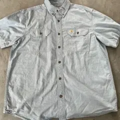 Carhartt 長袖オックスフォードシャツ 水色 L ボタンダウン 古着ロゴのサムネイル