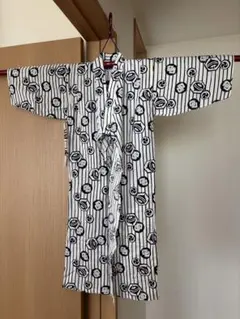 子供用浴衣 白地　紺ストライプ 120 マザウェイズ