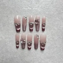 現品 ネイルチップ マグネット フレンチ ワンホン 韓国風 ガーリー 量産型 紫