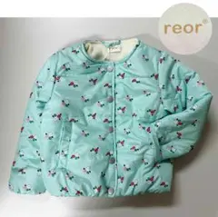 新品 120 ★ コストコ reor 中綿 ジャケット 裏ボア 花柄 グリーン