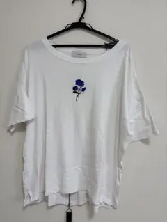 ADRER バラ刺繍 Tシャツ ホワイト