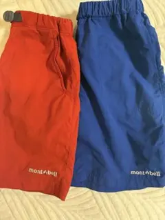 【美品】mont-bell ハーフパンツ 赤 青　120 2枚セット