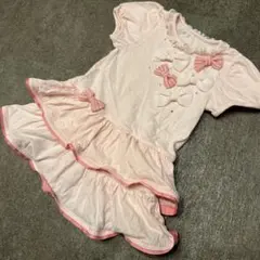 リボン付きフリルワンピース ピンク 90cm