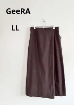 GeeRA リネンライクラップ風スカート　ブラウン　大きいサイズLL 新品のサムネイル