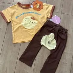 【90】刺繍　ポムポムプリン　tシャツ ズボン　セット　サンリオ