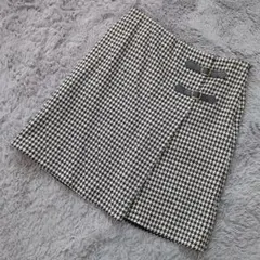 a1648 23区 【46】オンワード樫山 台形スカート ベルト 千鳥格子柄