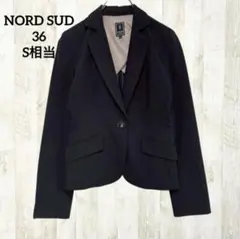 ノールシュド テーラードジャケット 36 ブラック 黒 伸縮性 ペプラム 上品