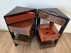 輪島塗 朱塗 刷毛目 四段重箱と盆 漆器 骨董品茶道具 - メルカリ
