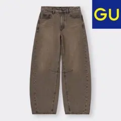 GU ブラウン バレルレッグジーンズ