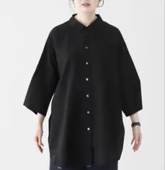美品 mizuiro ind シアー ハーフスリーブ ワイド シャツ 黒 日本製のサムネイル