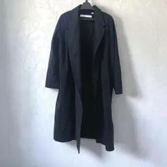 【お買い得】ダークネイビー ロングコートベルト無し　ウール