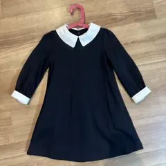 ネイビー ワンピース　ホワイト襟付き110