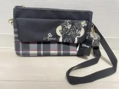 ディズニー ミニー　チェック柄バッグ　スマホポーチ