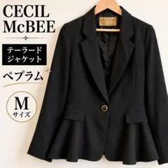 CECIL McBEE テーラードジャケット ペプラム 黒 M 美シルエットのサムネイル